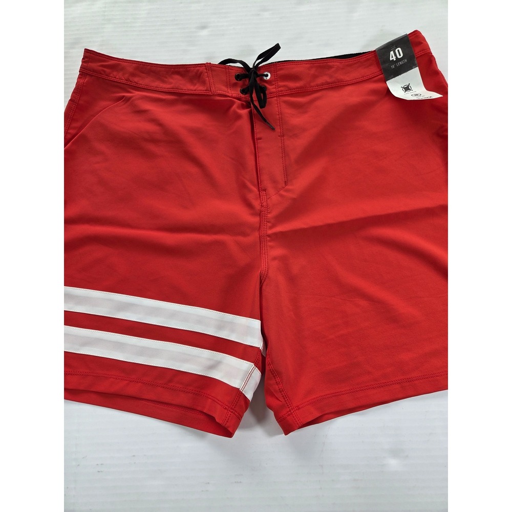 Hurley Mens Red White Striped Board Shorts Swim Trunk‎ Size 40